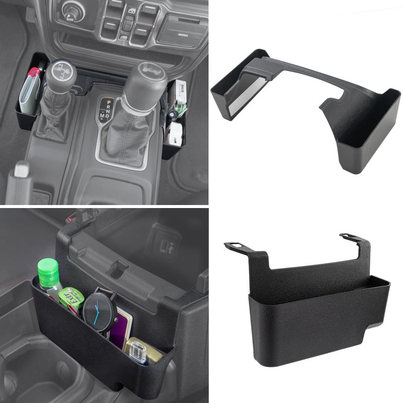 PIMCAR 2-Piece Upgrade Tray Organizer Set for Jeep Wrangler JL/JLU (2018-2025) & Gladiator JT (2020-2025) - Gear Shift Side and Center Console Hanging Storage Box, Durable Interior Accessories - Image 1